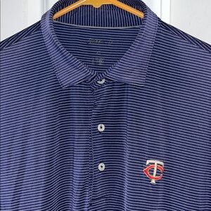 Johnnie-O Minnesota Twins Blue Pinstripe Poly/Spandex baseball Polo Golf Shirt